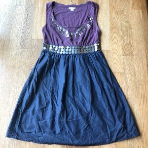 Xhilaration Embellished Colorblock Dress Silk Blend Purple Blue Size XS
